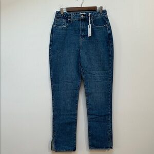 Good American Straight Leg Jeans in Dark Blue Denim
